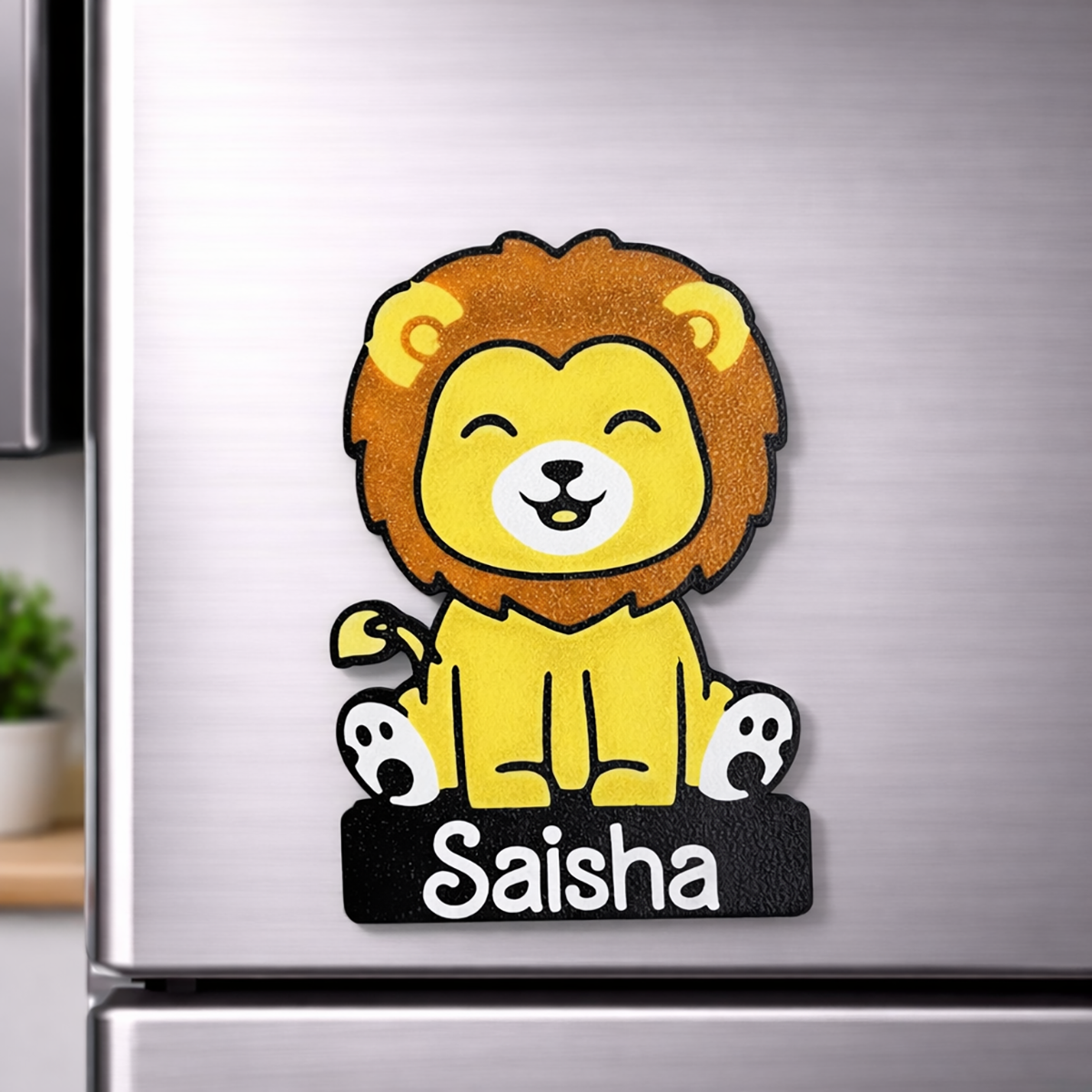 Personalized Lion Fridge Magnet with Name