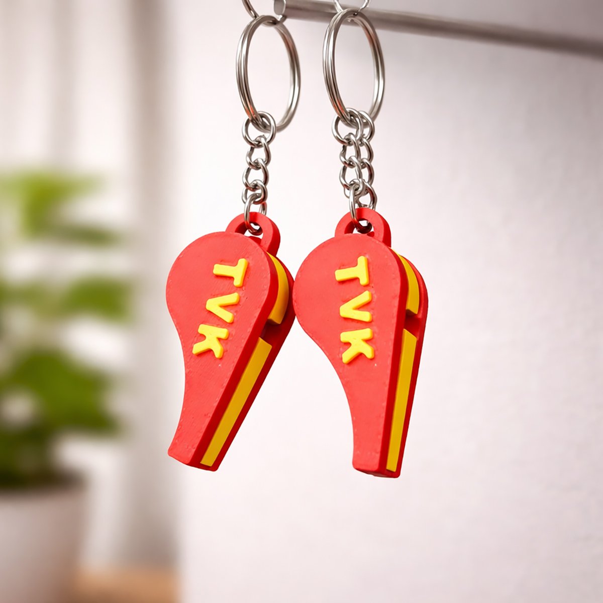 3D Printed TVK Whistle Keychain | Tamilaga Vettri Kazhagam Custom Keychain