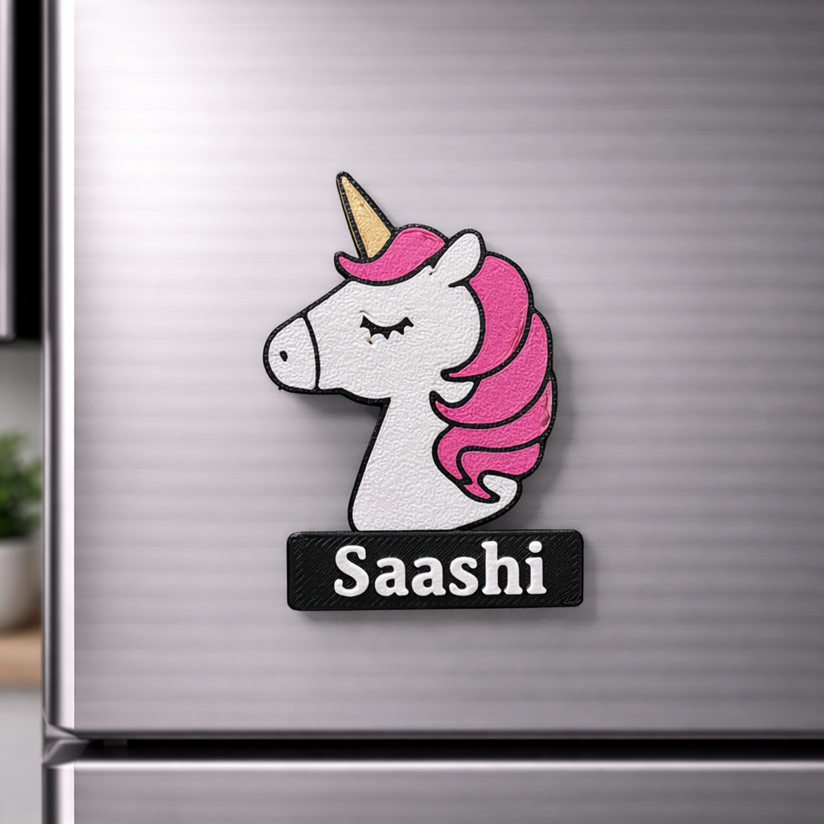 Personalized Unicorn Head Fridge Magnet with Name