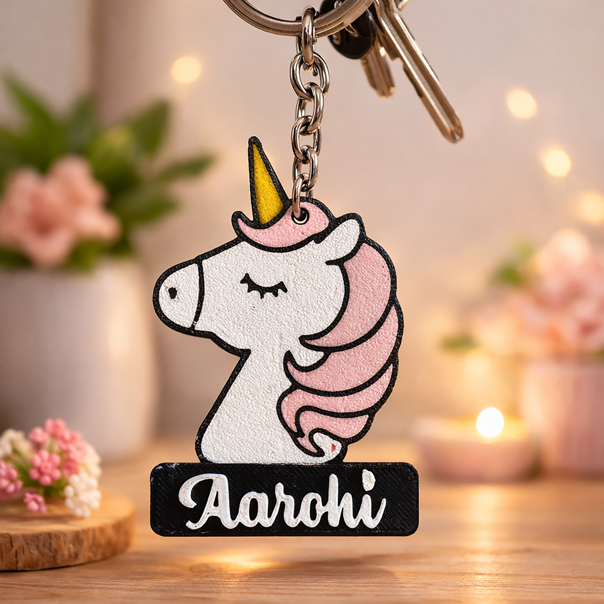 Personalized Unicorn Name Keychain